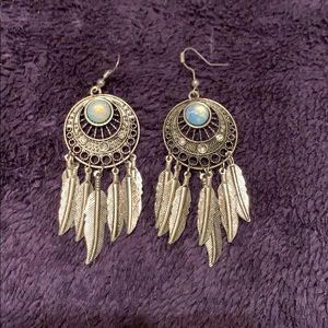 Moonstone dream catcher earrings